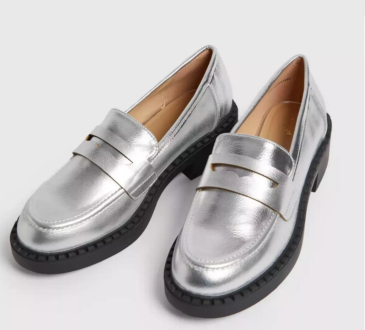 Silver Leather Loafers