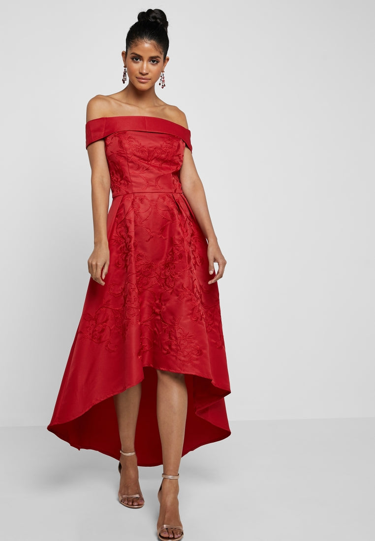 Heloise Red Embroidered Dress