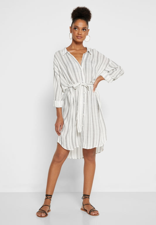 Stripe Belted Beach Shirt