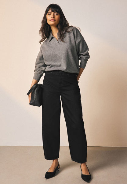 Next Mid Rise Barrel Leg Jean Black