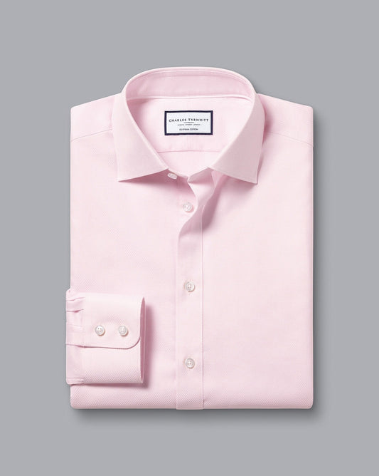 Semi-Cutaway Collar Egyptian Cotton Hudson Weave Extra Slim Fit Shirt - Light Pink