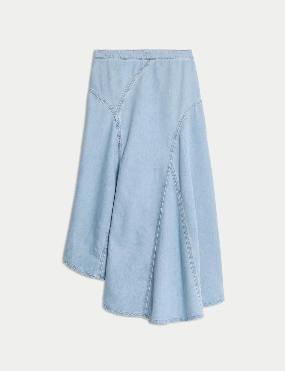 Denim High Waisted Maxi Asymmetric Skirt
