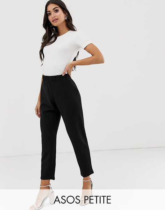 Maternity Pull On Tapered Black Trouser I Jersey  Crepe