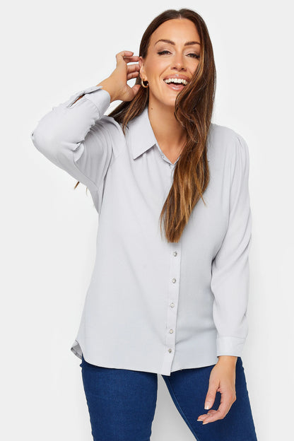 Grey Button Through Tunic Shirt