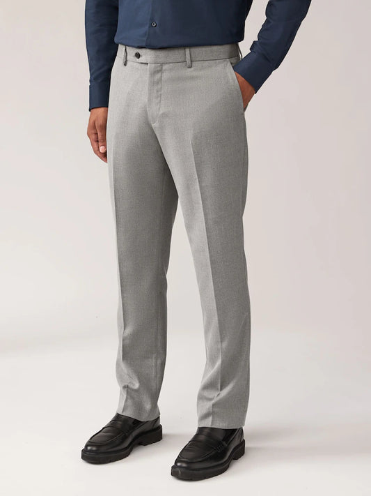 Grey Regular Fit Textured Suit Trouser