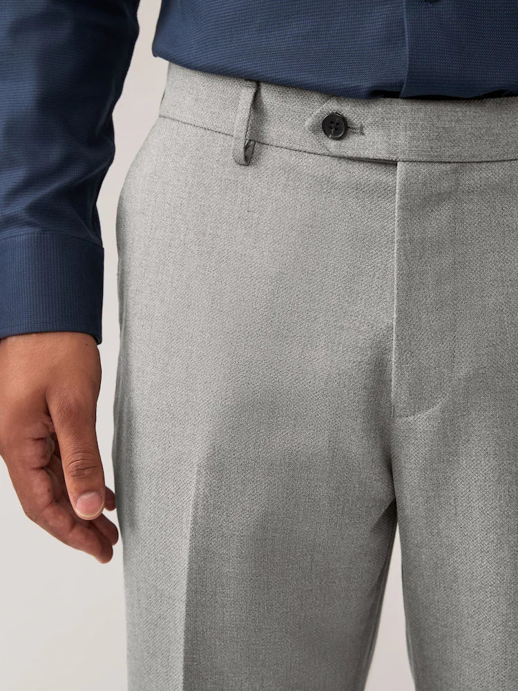 Grey Regular Fit Textured Suit Trouser
