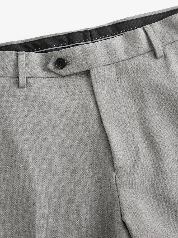 Grey Regular Fit Textured Suit Trouser