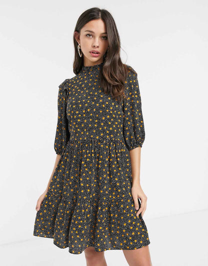 Highneck Ditsy Dress