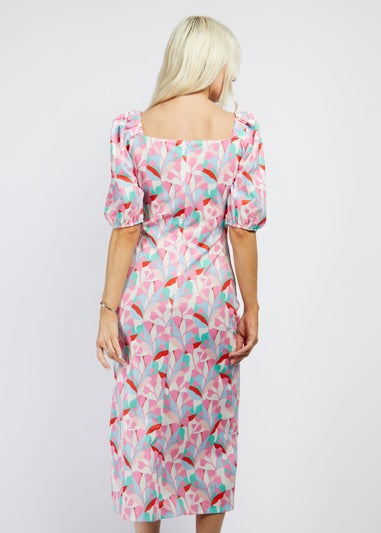 Multicoloured Print Midi Dress