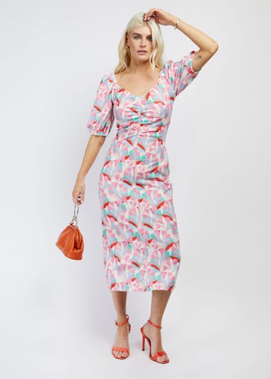 Multicoloured Print Midi Dress