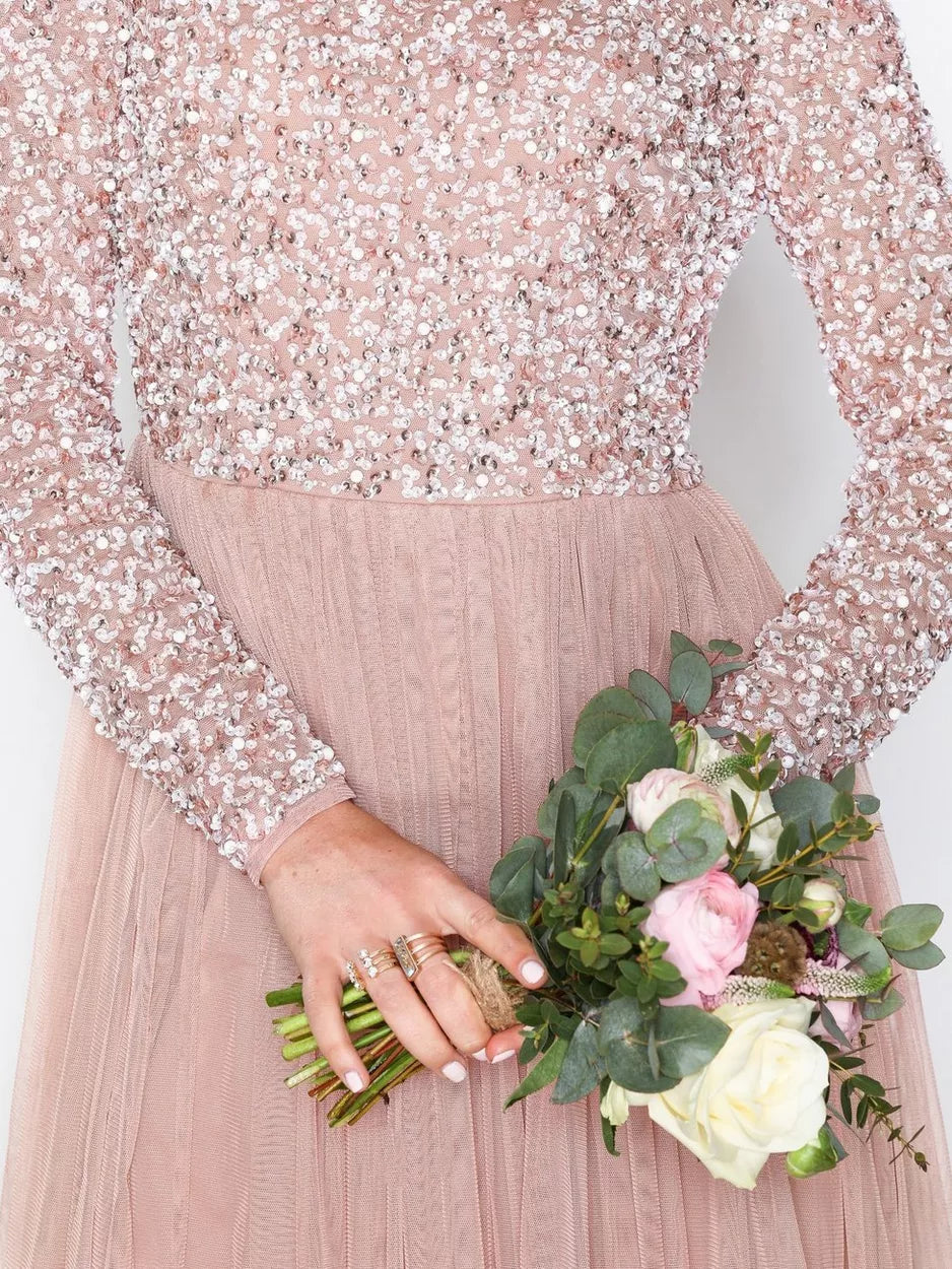 Long Sleeve Deluxe Dress Blush Pink