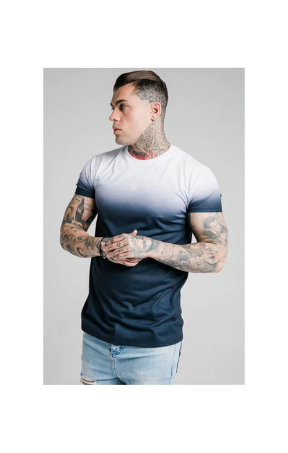 High Fade Tee – White & Navy