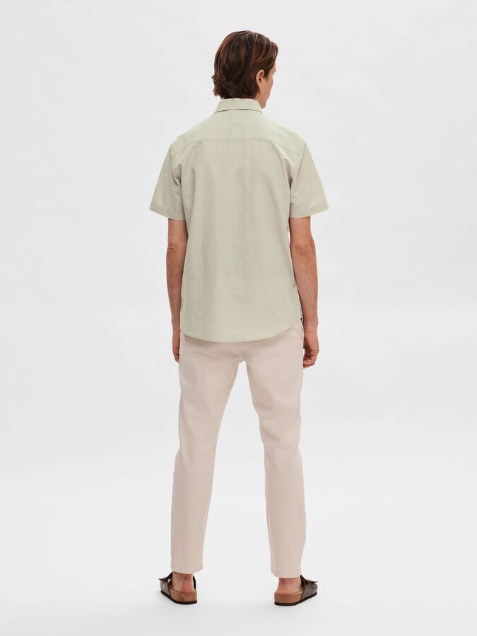 Linen Blend Regular Fit Short Sleeve Shirt Sage Green