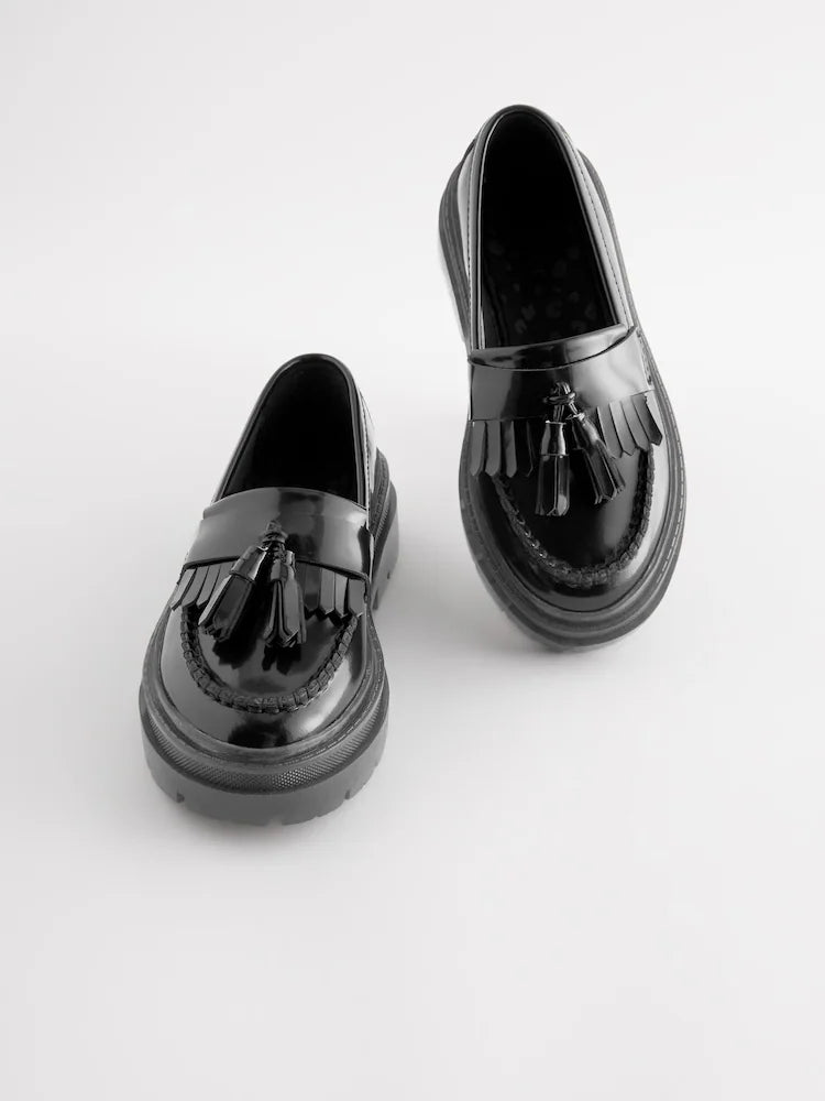 Black Patent Tassel Loafers