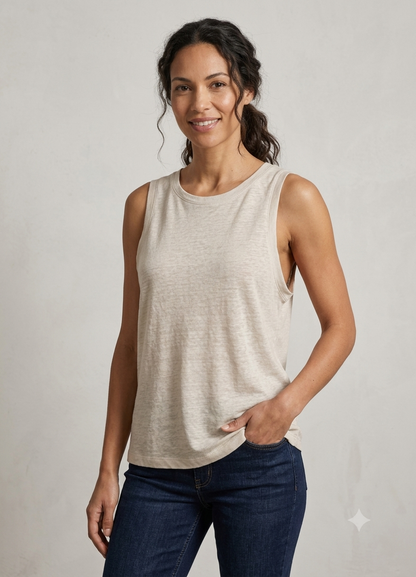 Next Linen Rich Crew Neck Vest Top