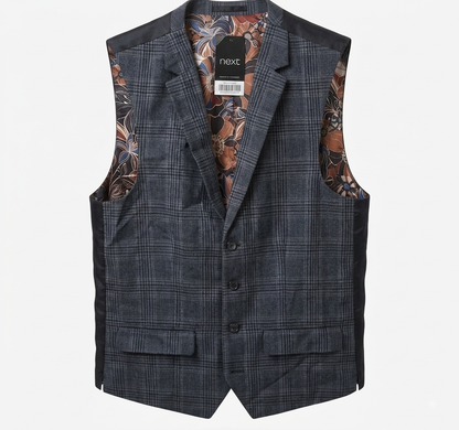 Tailored Classic Check Suit Waistcoat - Grey