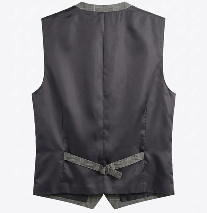 Prince Of Wales Check Suit Waistcoat - Grey