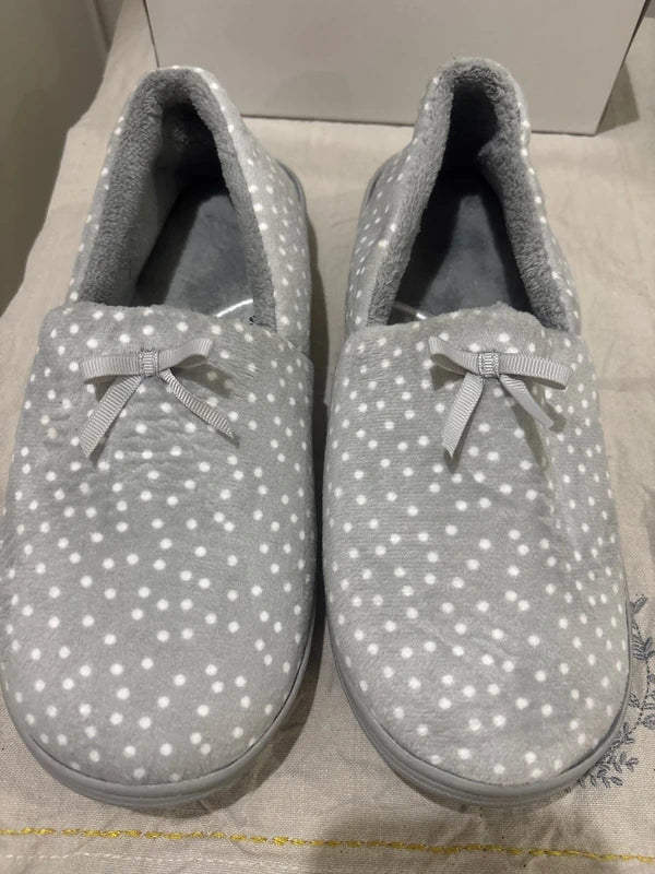 Grey Polkadot House Slippers