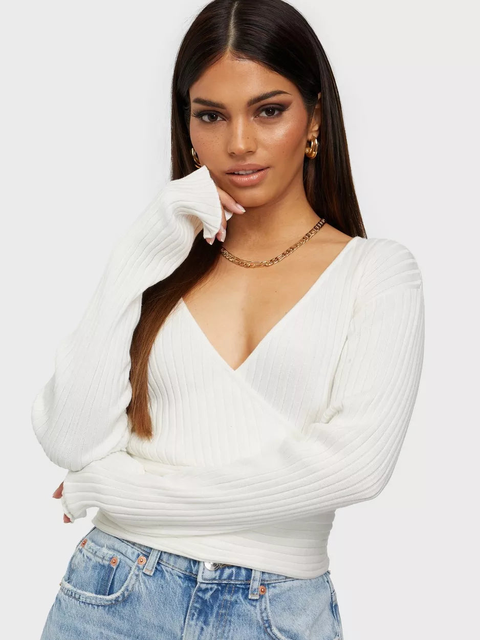 Cropped Wrap Knit White