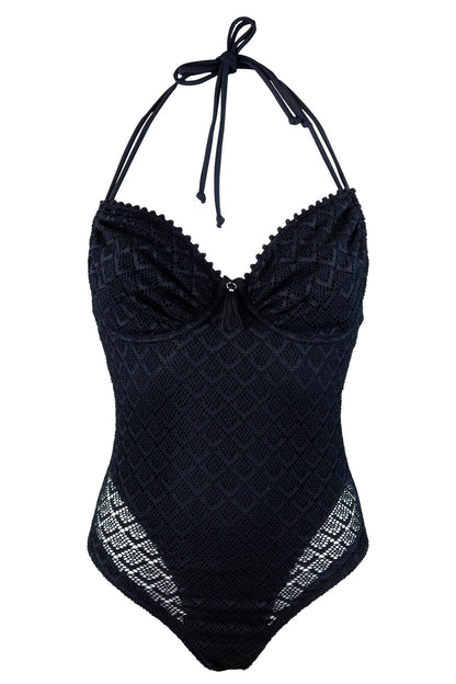 Castaway Adjustable Halter Underwired Swimsuit - Black
