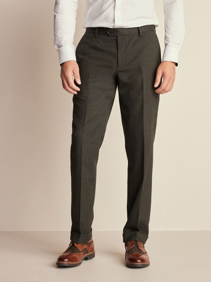 Green Tailored Herringbone Suit Trouser