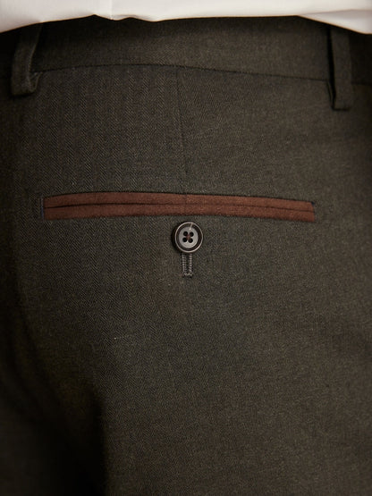 Green Tailored Herringbone Suit Trouser