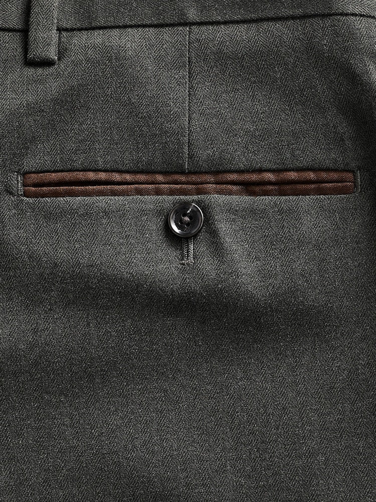 Green Tailored Herringbone Suit Trouser