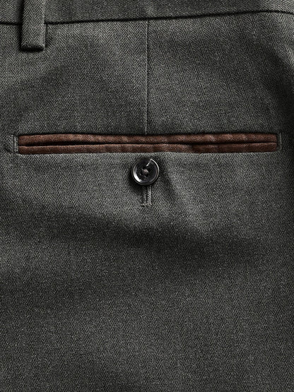 Green Tailored Herringbone Suit Trouser