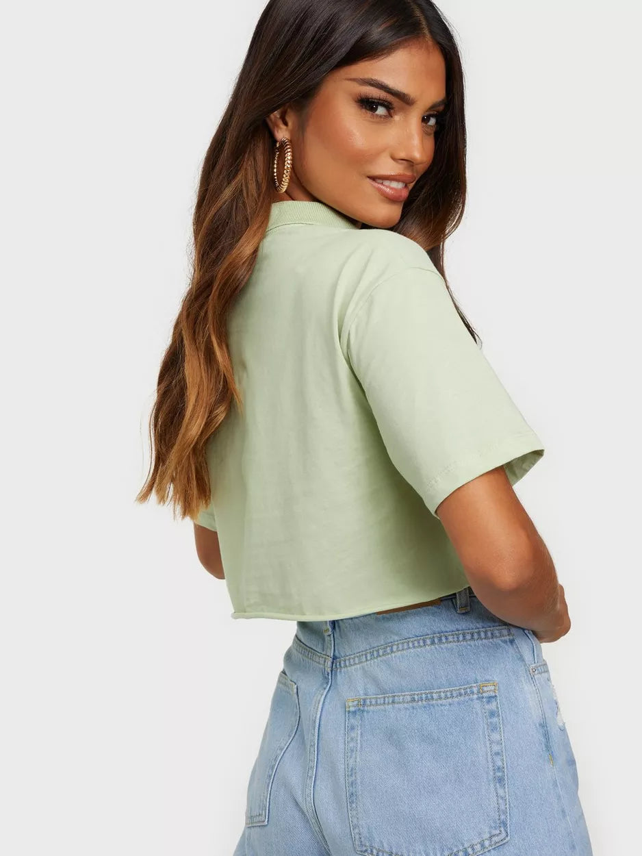 Cropped Collar Tee Light Green