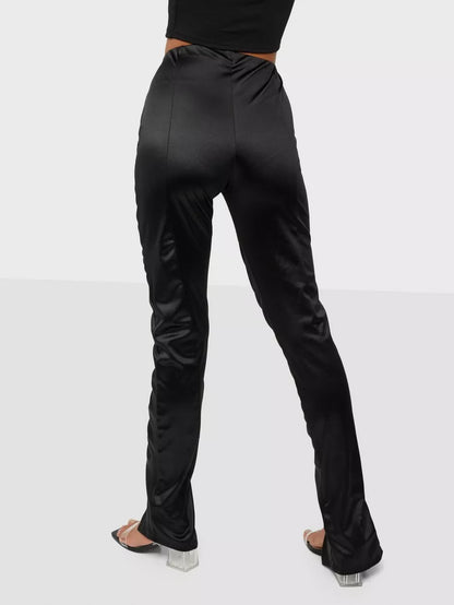 Ruched Satin Pant Black