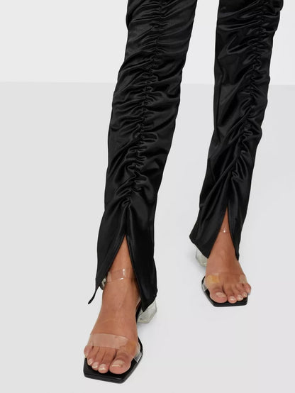 Ruched Satin Pant Black