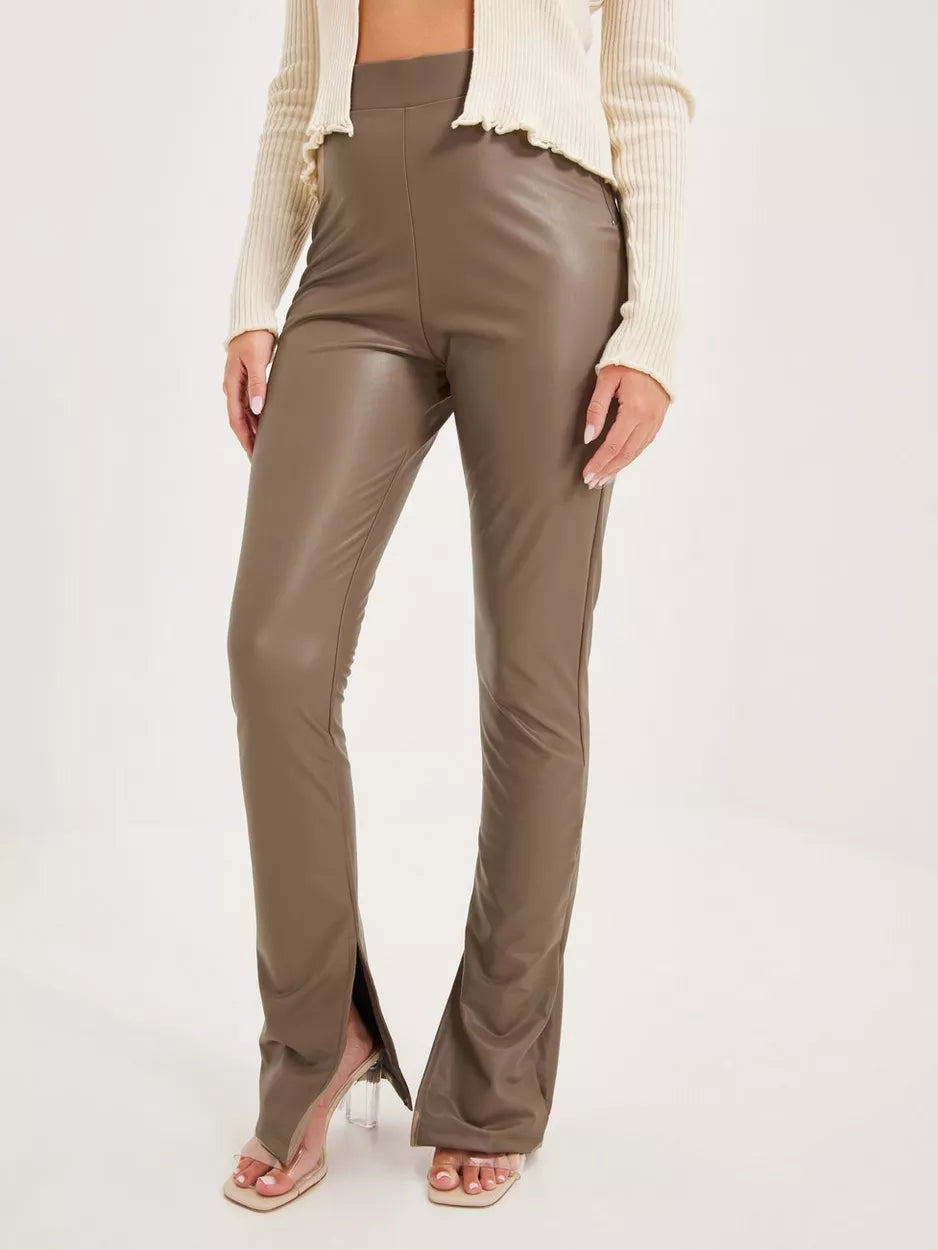 Stunning Pu Slit Pants