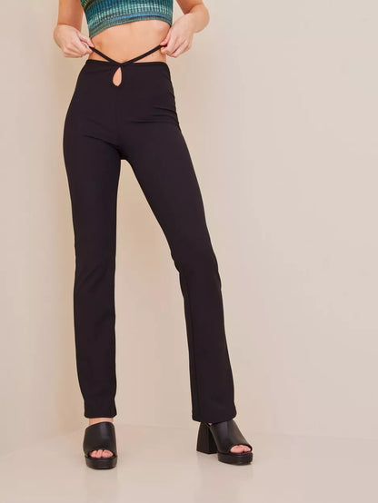 Crepe Tie Pants Black