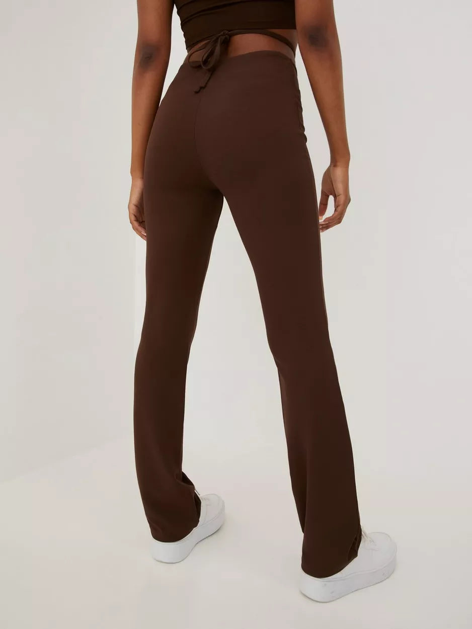 Crepe Tie Pants Brown