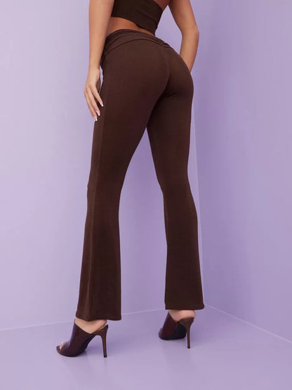 Low Ruched Lurex Pants Brown