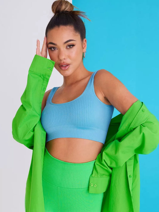 Athletic Seamless Crop Top Blue