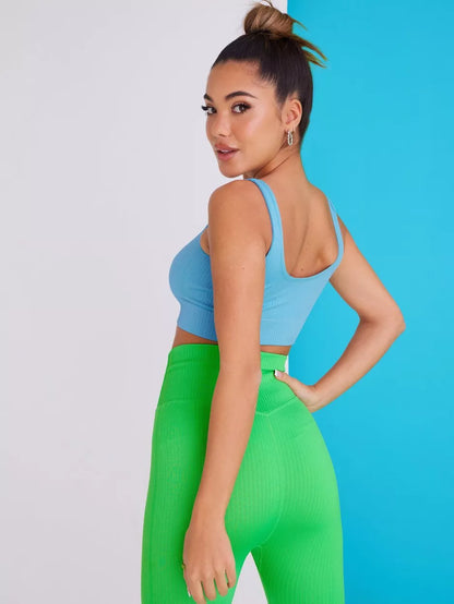 Athletic Seamless Crop Top Blue
