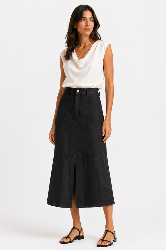 Linen Front Split culotte Skirt