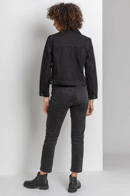 Denim Curve Cotton Denim Jacket Black