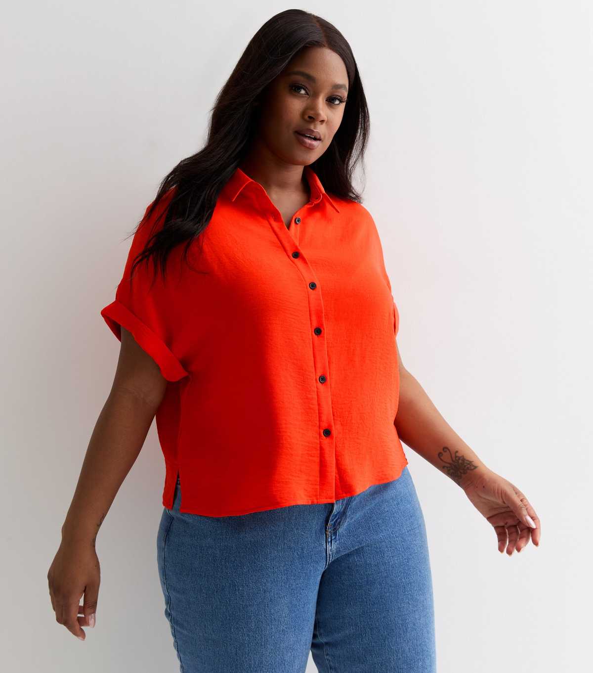Curves Red Short Sleeve Shirt