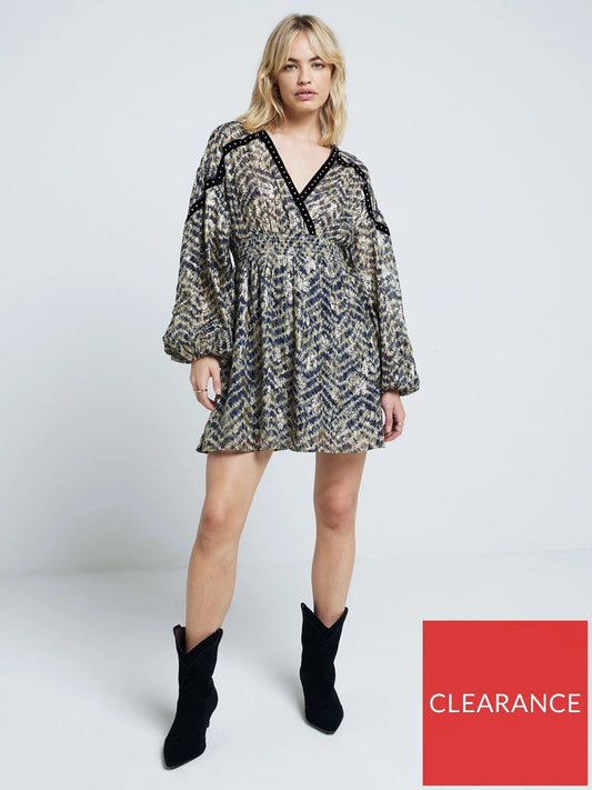 River Island Printed Mini Dress - Green