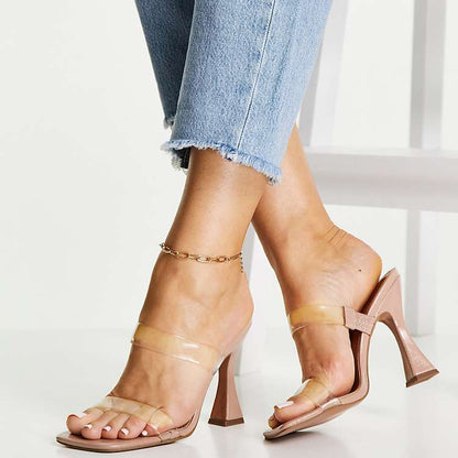 ASOS DESIGN Wide Fit Nasia heeled mules in clear