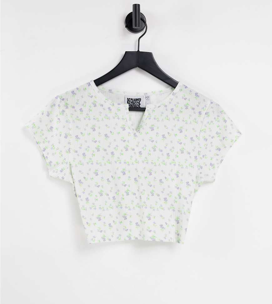 Inspired Shrunken Notch Neck Top In Ditsy Floral-multi
