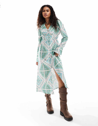 Reclaimed Vintage Inspired Collar Midi Tea Dress