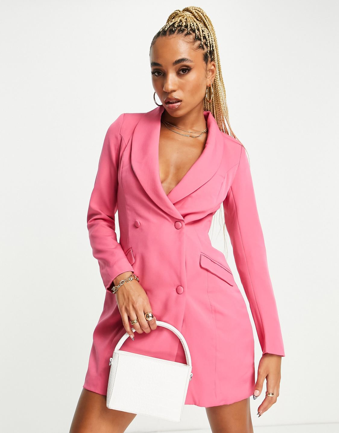 Blazer Dress in Bright Pink