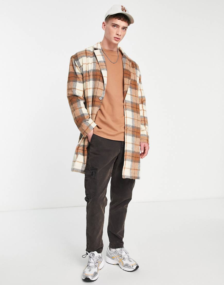 Crombie Check Coat-brown