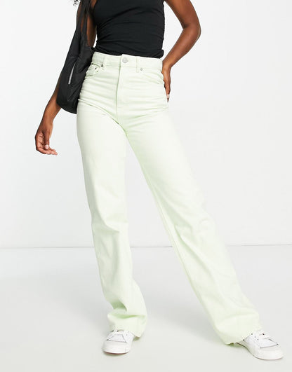 Waven high rise wide leg jean co-ord in pale green