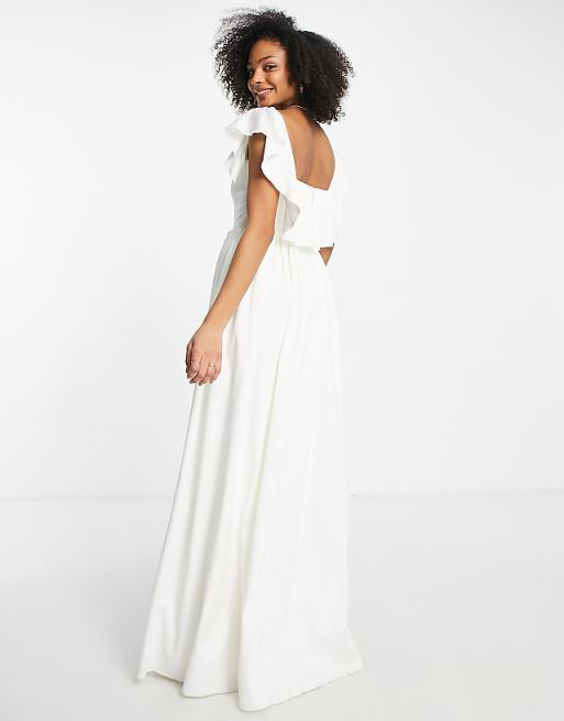 Bridal Pleated Sweetheart Neck Maxi Dress