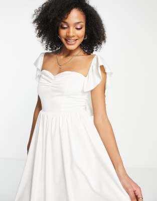 Bridal Pleated Sweetheart Neck Maxi Dress