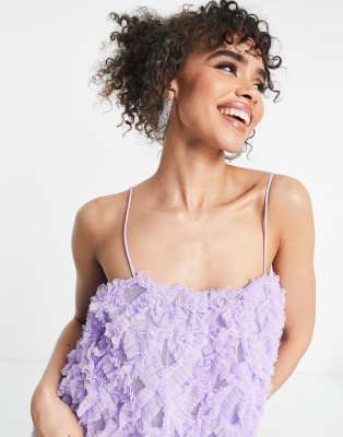 3D Lace Bandeau Mini Dress in Lilac